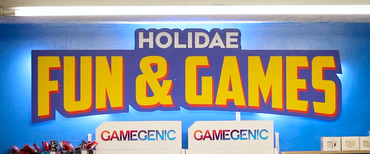 A large lit sign with 